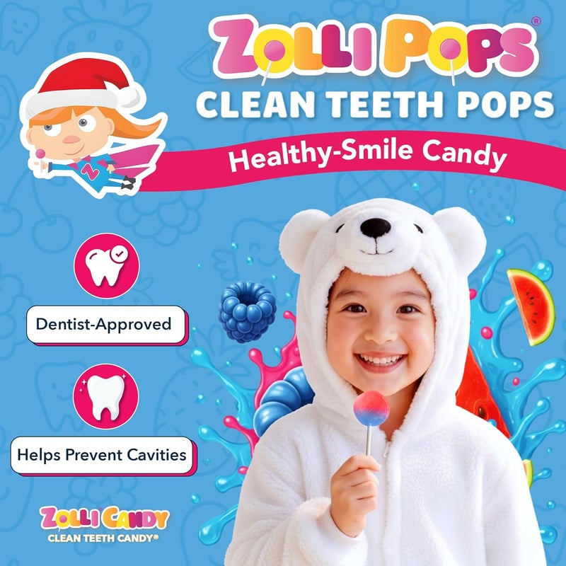 Zollipops Clean Teeth Lollipops, Sugar Free Candy with Xylitol, Watermelon & Blue Raspberry, 5.2 Ounce - Image 2